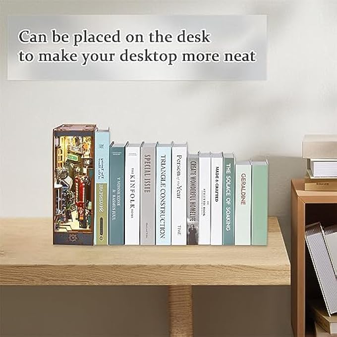 DIY BOOK NOOK KITS, ASSEMBLE 3D WOODEN PUZZLES BOOKSHELF INSERT WITH LED LIGHT, BOOKNOOK KITS BOOK DECOR GIFTS FOR TEENS ADULTS - Image 2